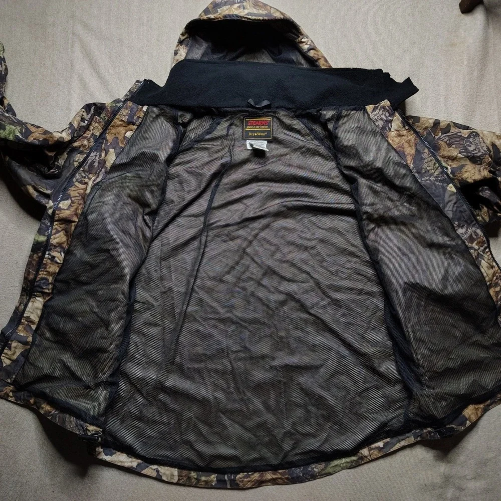 Stearns Dry Wear Camo Mossy Oak Forest Hunt Jacket Men's L Windbreaker Outdoor